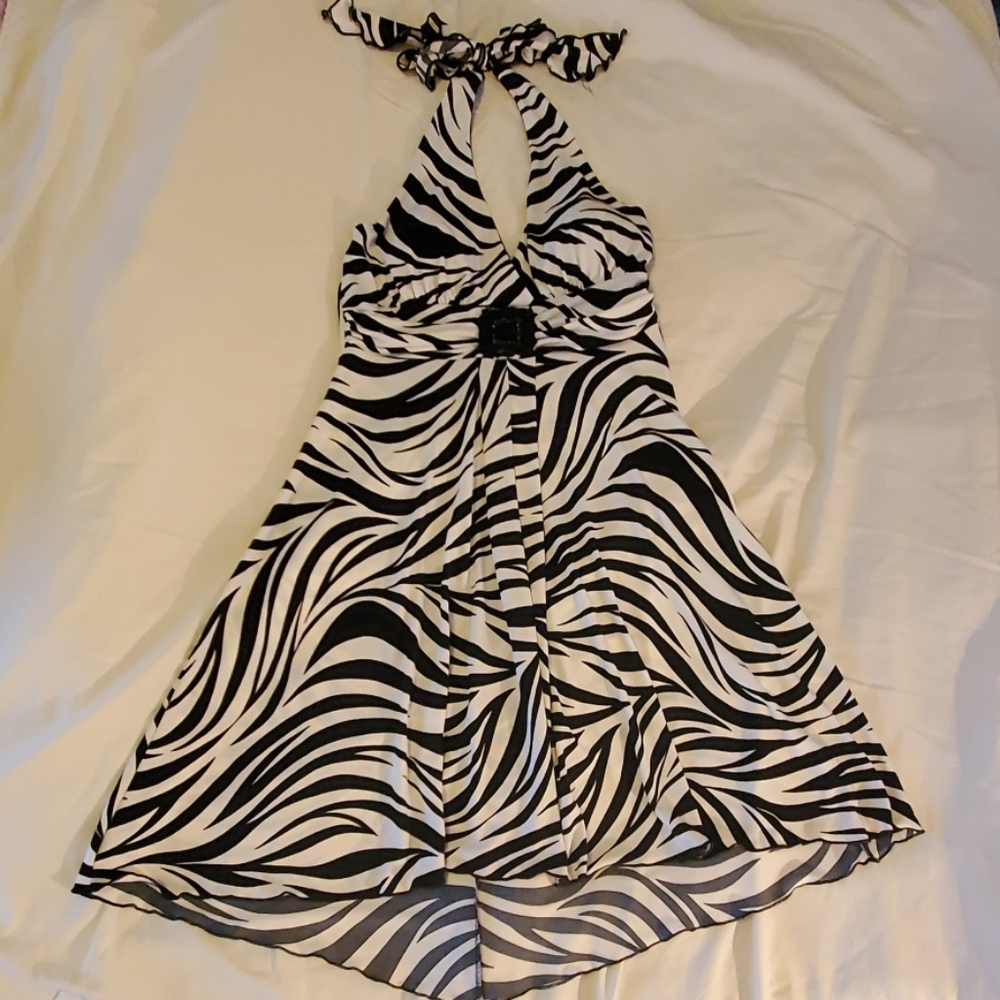 Zebra print halterneck dress